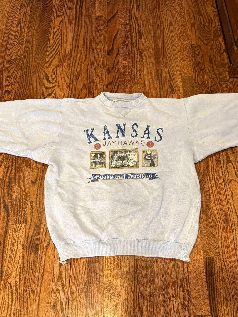 Vintage 90s Kansas Basketball Crewneck Sweatshirt Galt Sand Sz L - Free Shipping